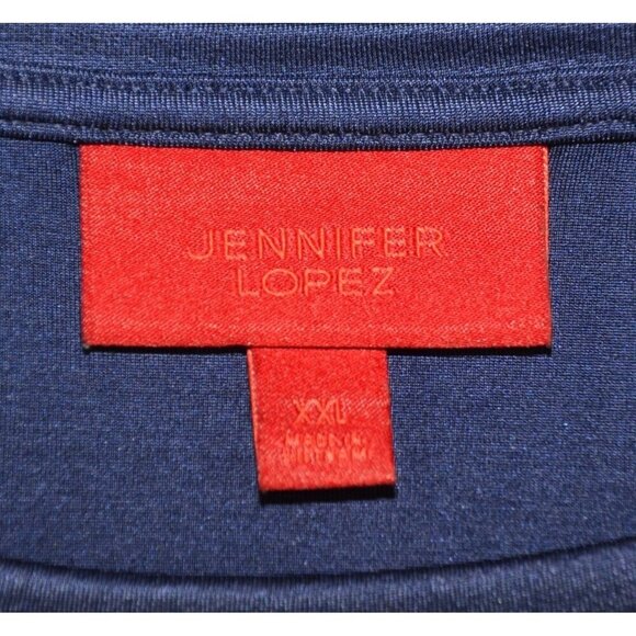 Jennifer Lopez Silky Blue Blouse Top Size XXL 3/4 Rushed Sleeve Career Night Out - Picture 7 of 9